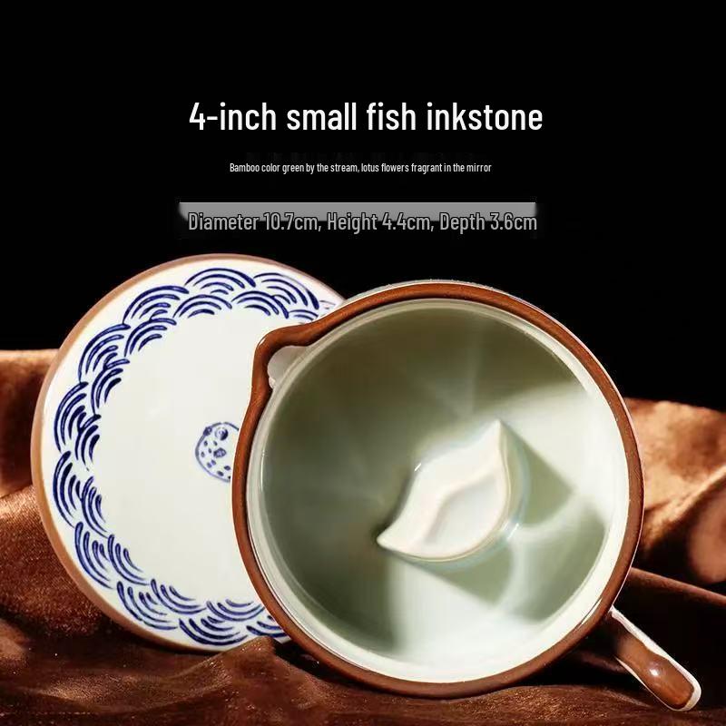 Multi-functional Inkstone with Lid - Ceramic Ink Dish & Holder for Calligraphy