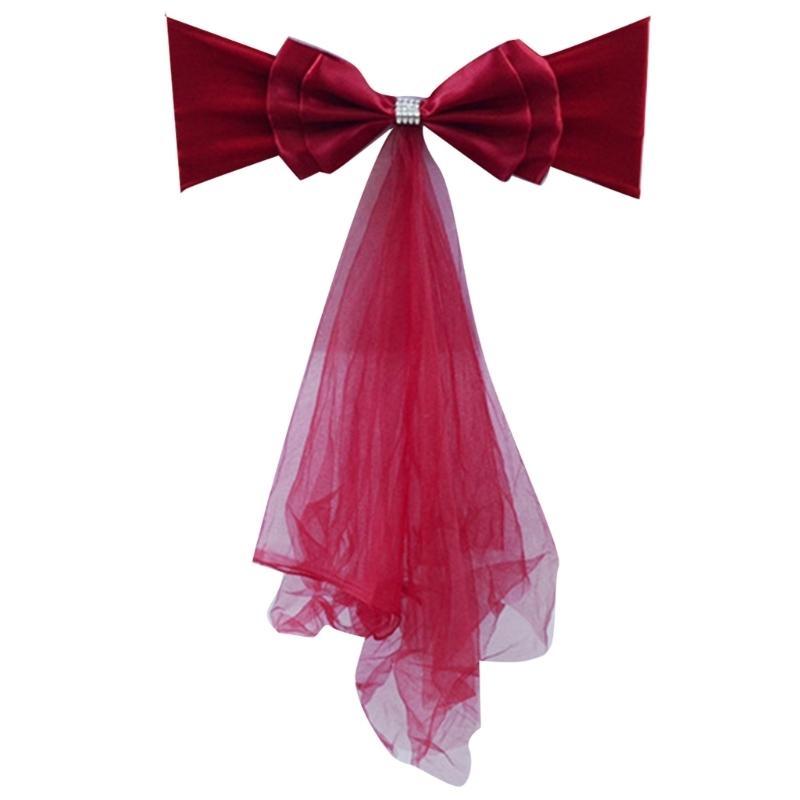 652F Satins Chair Cover Chair Sashes for Wedding Ceremony Dining Hall Party Outdoor Decoration Easy to Install