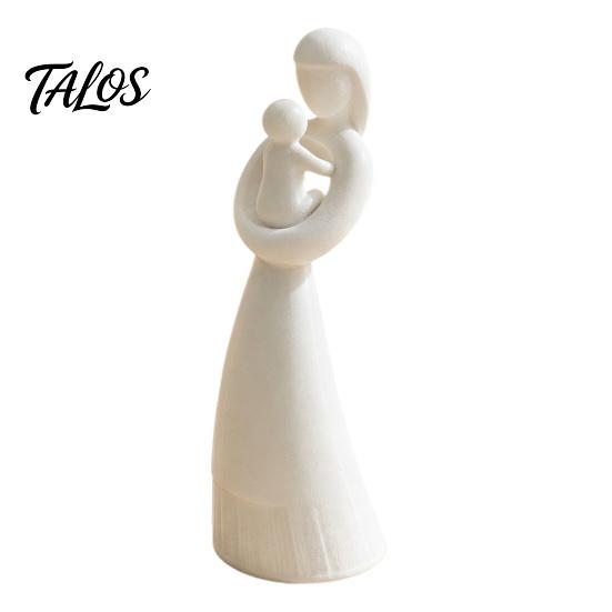 3D Printed Mother and Child Sculpture, Matte White Abstract Embrace Statue with Anti-Tipping Base, Minimalist Home Decor for Living Room Mother’s Day