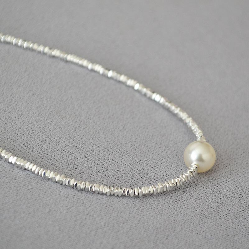 Korean Style Sparkling Irregular Silver Beaded Clavicle Necklace for Women