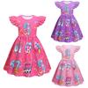 82868 Kids Girls Steal a Brainrot 67 Print Ruffle Sleeveless Princess Dress