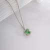 2023 Original S925 Sterling Silver Emerald Necklace with Radiant-Cut Diamond Pendant for Women