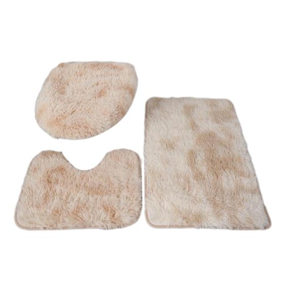 Yousheng 3Pcs/Set Bathroom Rug Absorbent Non Slip Floor Mat U-Shaped Plush Mat Toilet Lid Cover Mat with Rubber Backing for Bathroom Shower Toilet