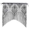 Halloween Black Lace Curtains Tassel Valance Skull Bat Tulle Topper Shawl