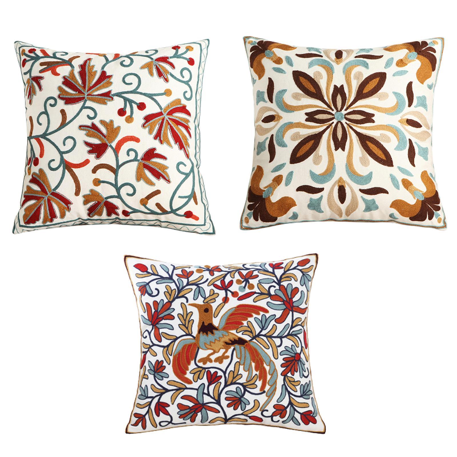 

Flower Throw Pillow Cover Cotton Cloth for Restaurant Living Room Office