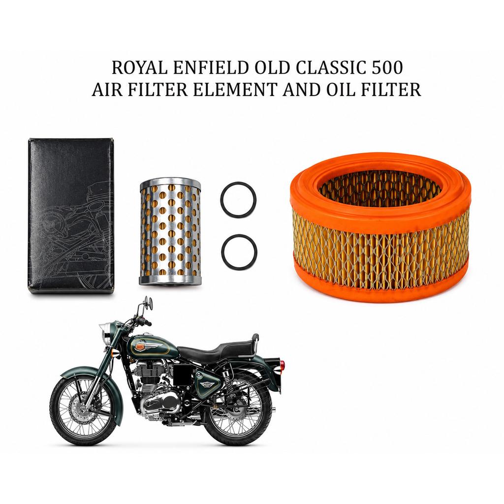 Royal Enfield Old Classic 500 "Air Filter Element" and "Oil Filter"