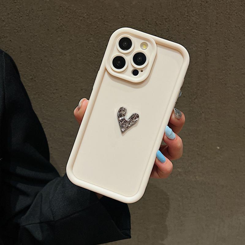 Glitter 3D Love Heart Silicone Soft Phone Case For iPhone 16 15 14 13 12 11 Pro Max XS XR 7 8 Plus Shockproof Candy Matte Cover