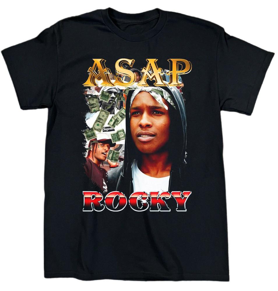 Винтаж ASAP Rocky Короткий рукав Хлопок Черный Унисекс Все Размеры Футболка BL565 Унисекс Футболка L
