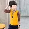 Boys' Striped Long-Sleeve Knit T-Shirt - Korean Style, Pure Cotton, Round Neck, for Spring/Autumn.