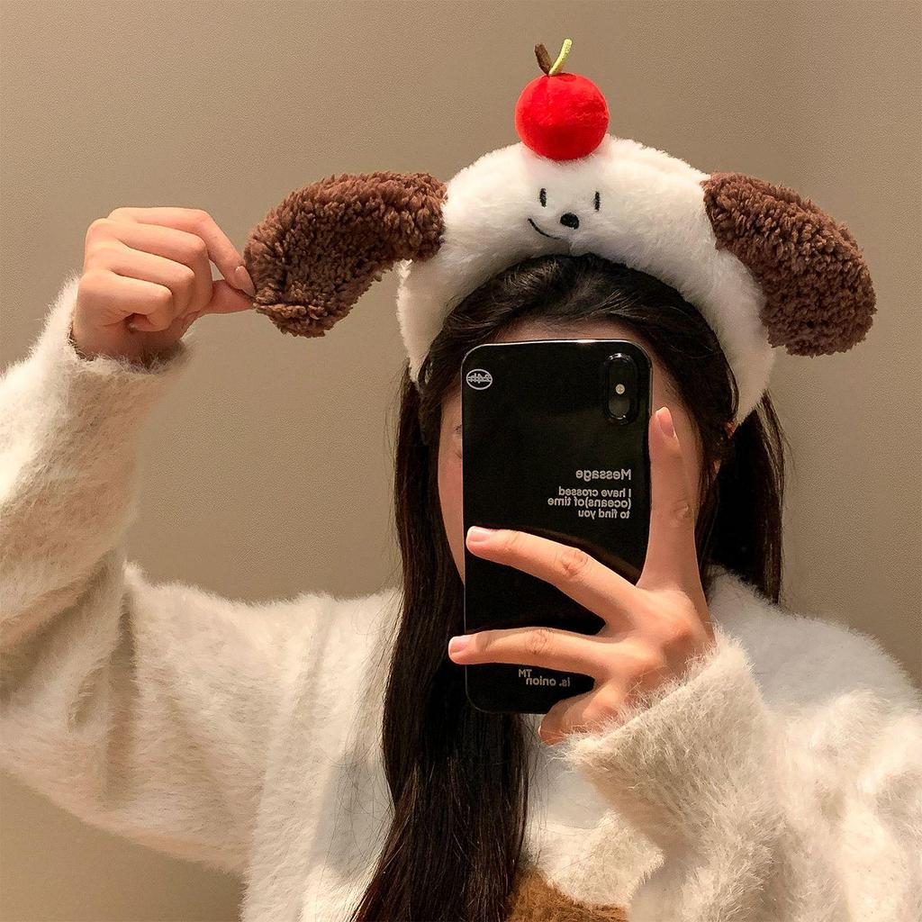 Cartoon Puppy Ears Plush Headband for Women - Autumn/Winter Daily Wear & Face Washing.