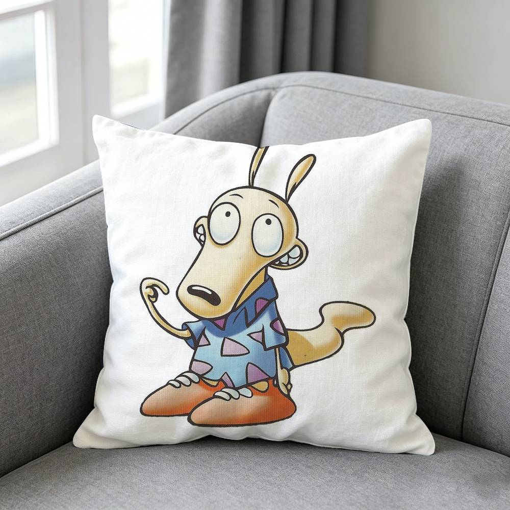 Cartoonn Rockos Modern Life Pillow cover Soft Microfiber Pillowcase Home Sofa Decor Surprise Decorative printed