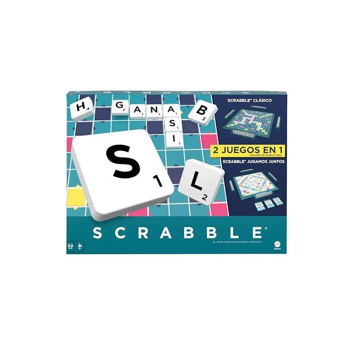 Jeu de société Scrabble 2 en 1 - Mattel Games - Version espagnole - 35.5x35.5 cm - Édition familiale - 4 joueurs