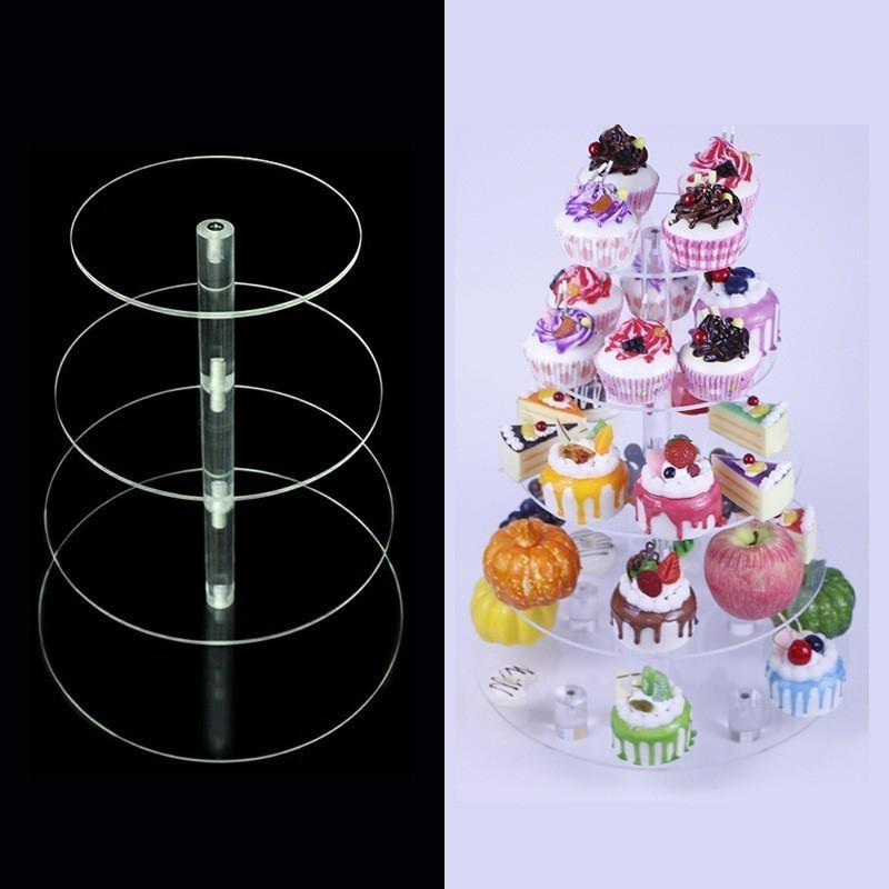 3/4/5 Clear Birthday Cupcake Stand Holder Tier Acrylic Round Cupcake Stand Dessert Display For Wedding Birthday Christmas Party
