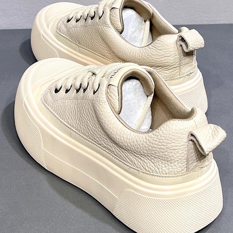 Plateau weiße Schuhe Damen Frühling und Herbst lässige Sportschuhe bequem und leicht Skateboardschuhe