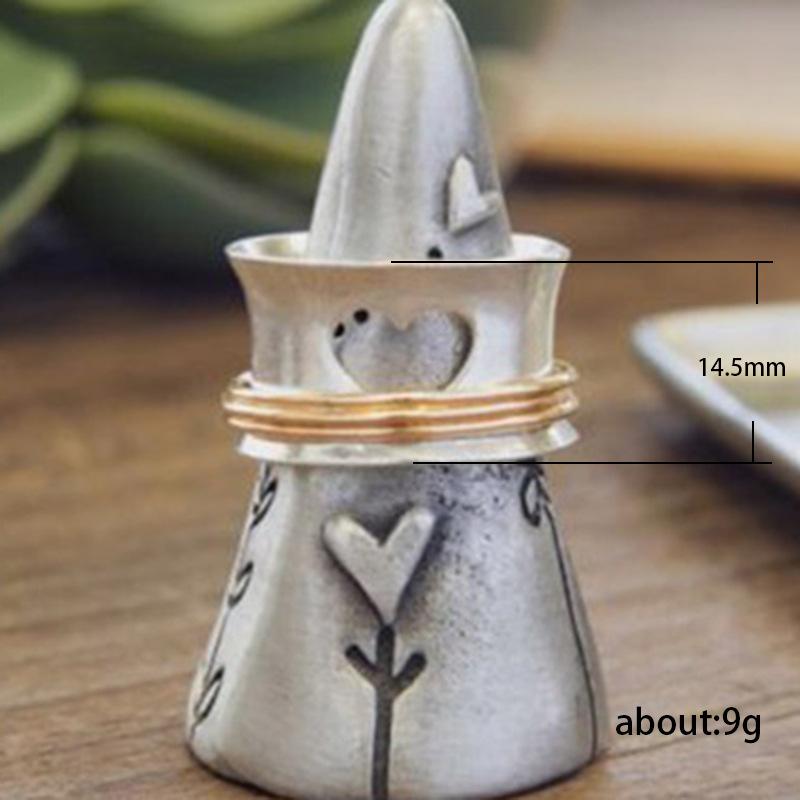 Fashion Hollow Love Women Two-Color Copper Ring, Romantic Birthday Gift