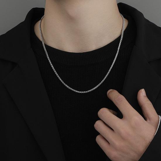 Collana a Catena di Grano per Uomo Tono Oro Argento Nero Catene di Grano 3mm Collana in Acciaio al Titanio per Uomo Ragazzo Regali di Compleanno