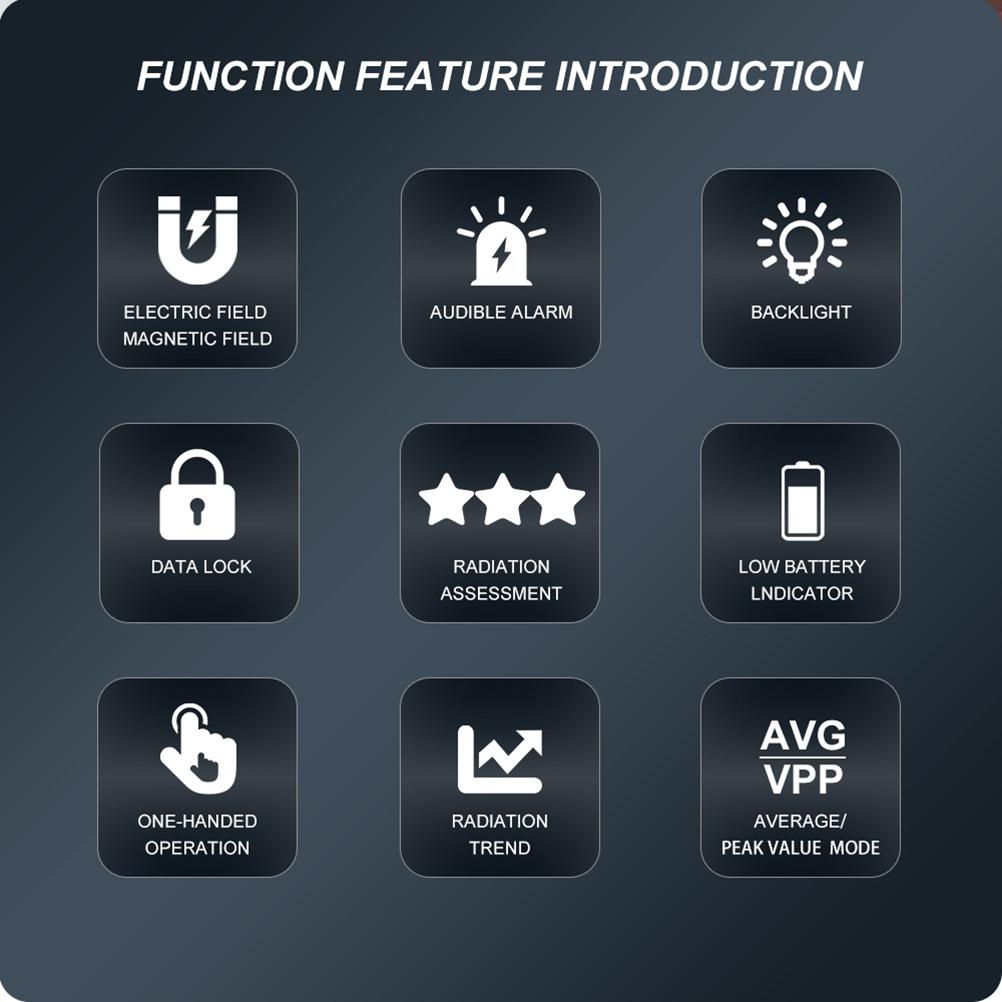 ET925 Large Screen Handheld Electromagnetic Radiation Detector with 3 Color Lights