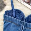 Verano Mujer Sexy Spaghetti Strap Club Denim sujetador para camisola de lujo rebordear perla Polo Dance Slim Shapewear