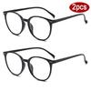 2pcs New Round Glasses Frames Women Anti Blue Light Eyeglasses Tri Color Rivet Design Eyewaer Outdoor Street Shoot Glasses