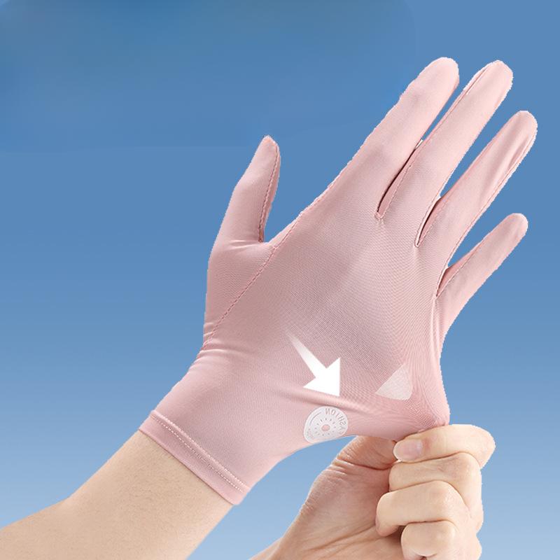 Sunscreen Gloves for Summer Women's Ice Silk Anti Ultraviolet Outdoor Driving and Riding Thin Breathable Gloves with Fingers That Can Touch Screen