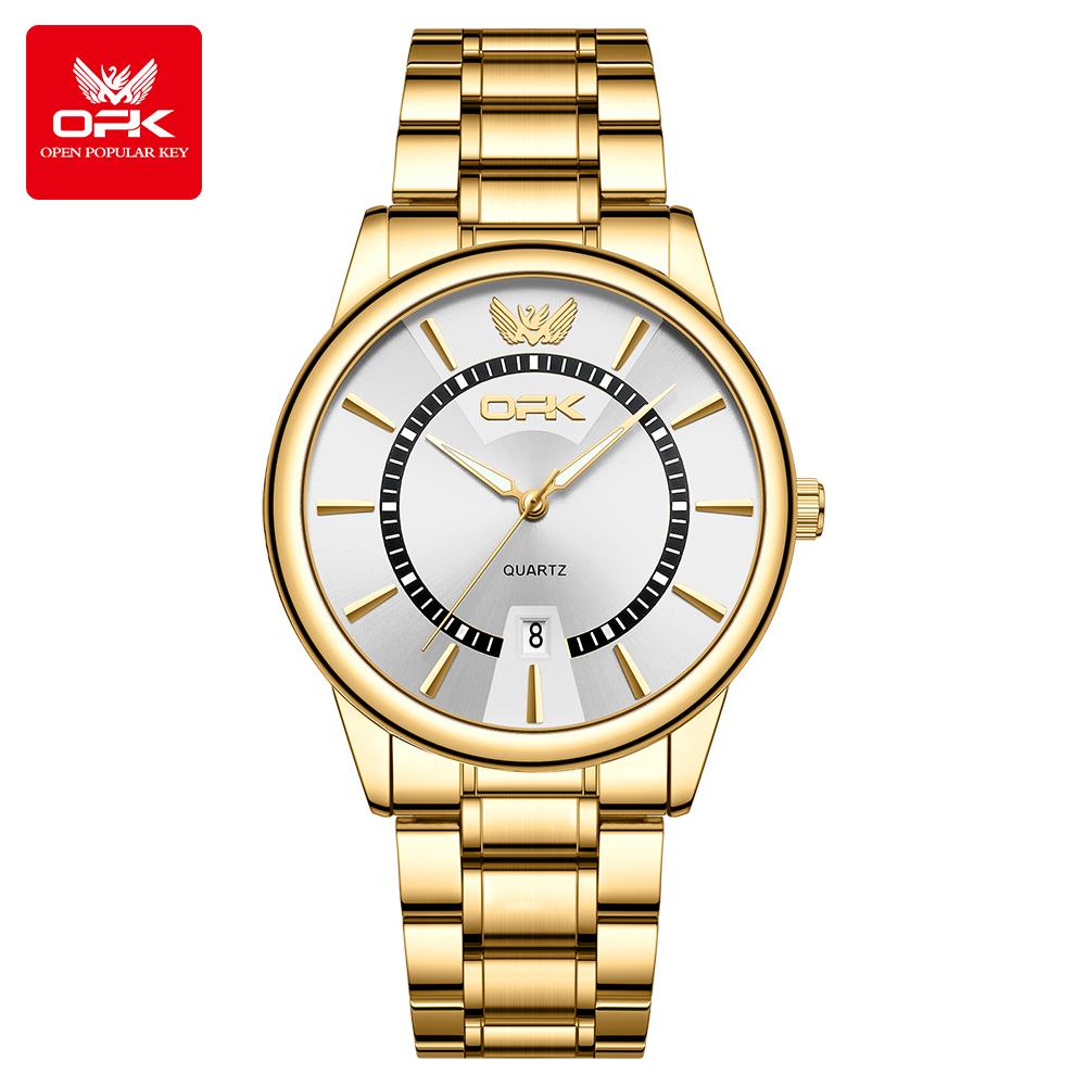OPK 6036 Original Quartz Watches for Men Steel Strap Waterproof Auto Date Luminous Men's Wristwatches Simple Fashion Man Watch