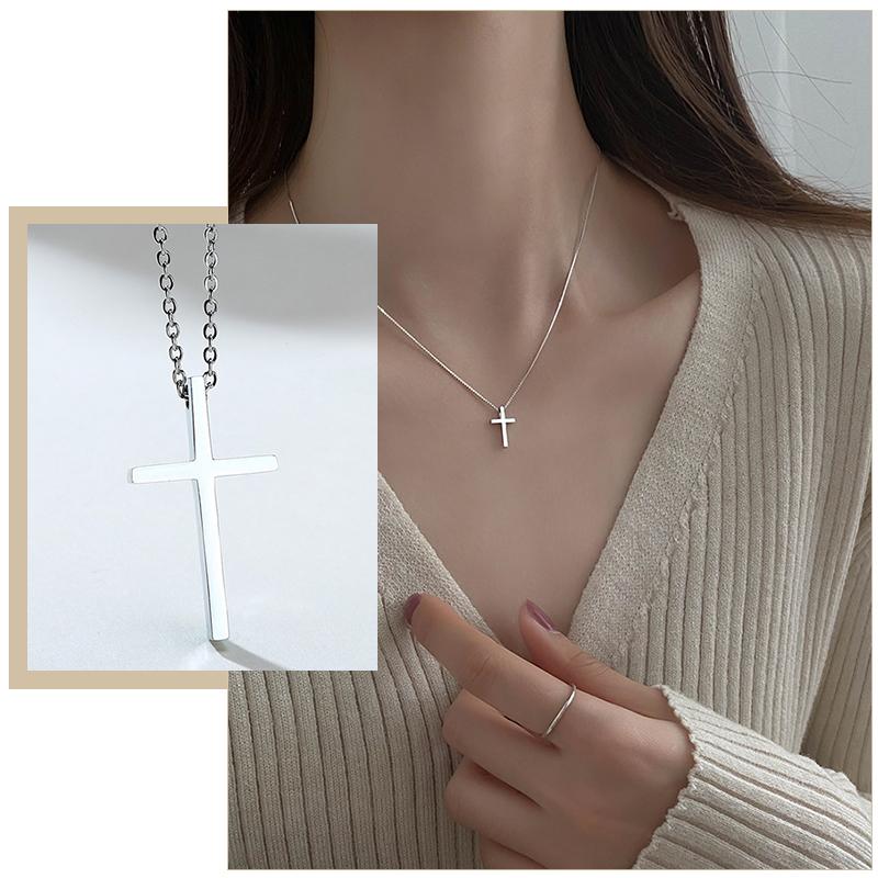 Vnox Simple Stainless Steel Cross Pendant Necklaces for Women, Prayer Religious Choker Collar Christian Gift Jewelry