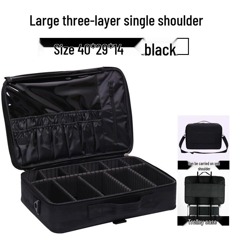 Multifunctional Portable Makeup Bag with Large Capacity and Shoulder Strap