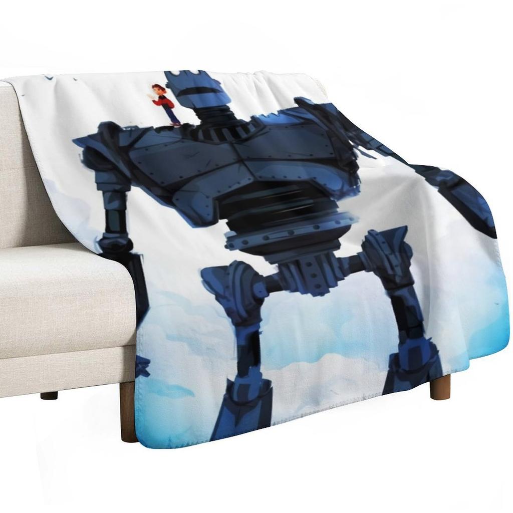 Big Robot Metal Throw Blanket Fuzzy Plush Throw Blanket For Sofa Chair