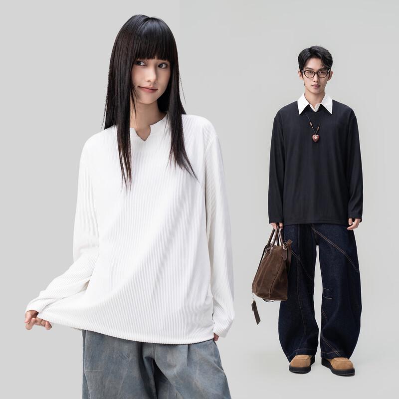 

AOGZ Unisex V-Neck Textured Long Sleeve Knit Shirt L
