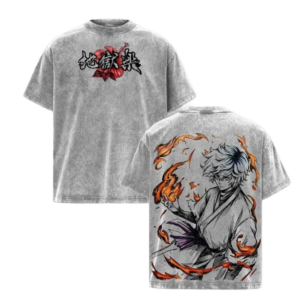 Anime tričko Gabimaru Vintage vyprané Oversized tričko Letní bavlněné tričko s krátkým rukávem Oblečení Pánské oblečení