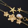 New Flower Starfish Imitation Pearl Pendant Necklaces for Women Fashion Gold Color Multilayer Necklaces Sets Party Jewelry Gifts