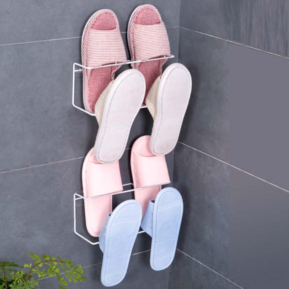 Double-layer Shoe Rack Wall Mounted Slipper Hanging Shelf New Hanging Shoe Holder  Bathroom