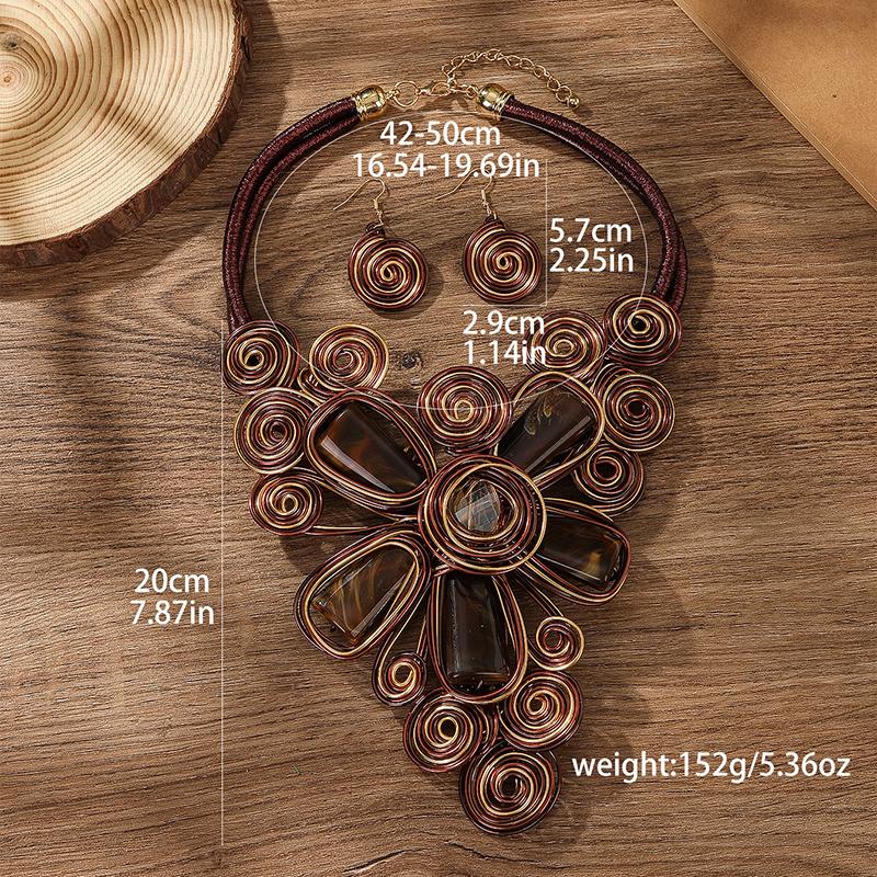 

Этнический Богемный Циркон Набор Ручной Работы Стиль Алюминиевый Цветок Ожерелье Подвеска Изумруд Длинный Воротник Толстая Цепь Африканский Циркон Подарок