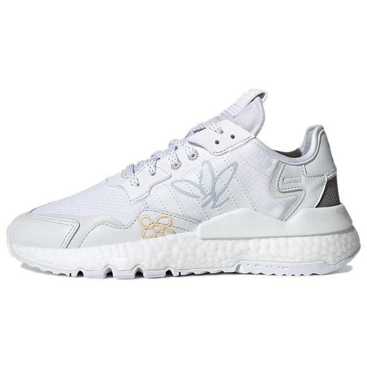 Adidas Originals Nite Jogger Fabric Sport Minimalist Breathable Low-Top Lifestyle Casual Shoes Women sneaker White Gray GZ3229