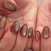 Coffee Color Cat Eye French Short Black Press-on Nail Tips