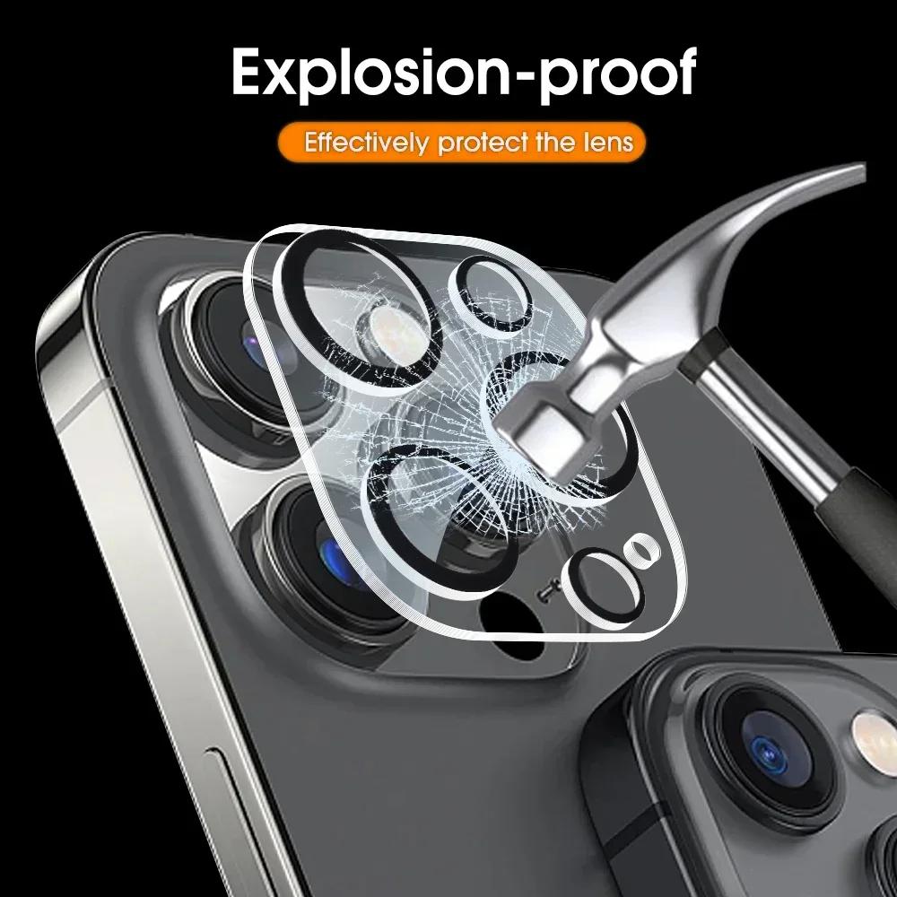 For iPhone 13 Pro/13 Pro Max Camera Lens Protector Black Ring Silk Printing Tempered Glass Acrylic Lens Film