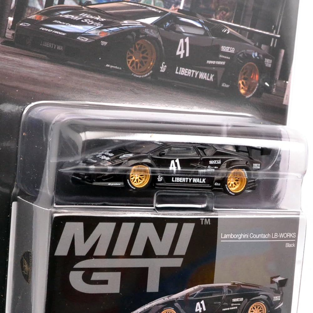 MINI GT Scale MiJo TOYS LAMBORGHINI COUNTACH USA MiJo Toys Limited Edition Lamborghini Countach 164 - LB-WORKS (BLACK) LB-WORKS (Black) MGT01081-BL