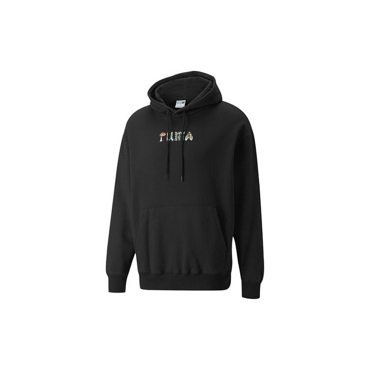 Puma Downtown Fun Logo Print Hoodie Men Tops Black 535412-01