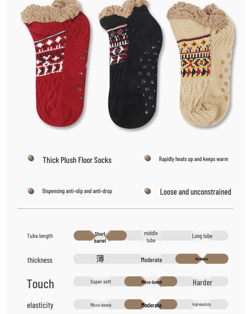 Thickened Fleece-Lined Non-Slip Winter Home Socks with Dotted Soles