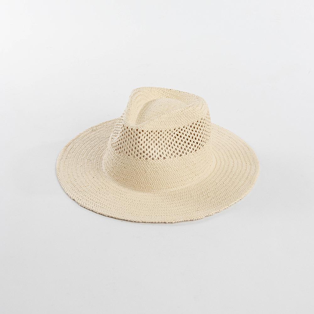 European, American Spring and Summer Fashion Simple Hand-woven Wide-brimmed Papyrus Sun Hat Outdoor Beach Travel Sun Protection Shade Straw Hat
