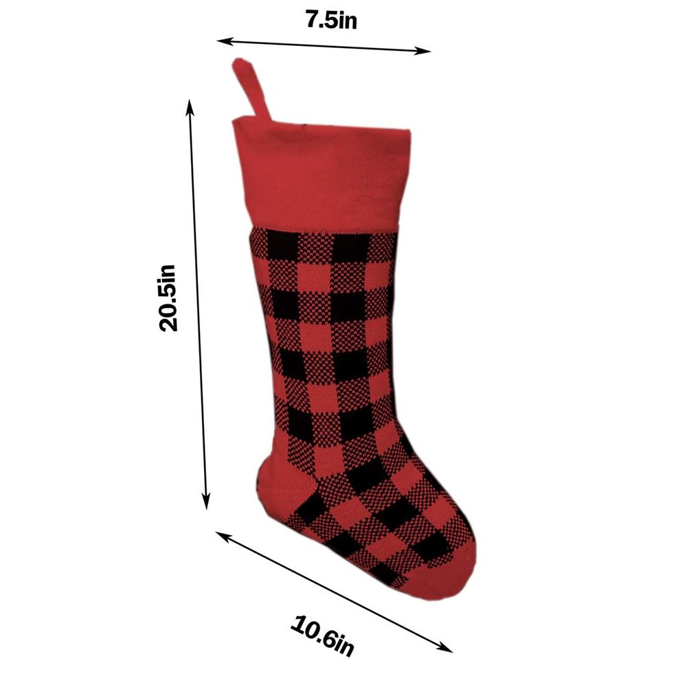 Plaid Christmas Stockings - 18 Inch Long Knitted Plaid Christmas Stockings Ornament for Family Holiday Christmas Party Decorations