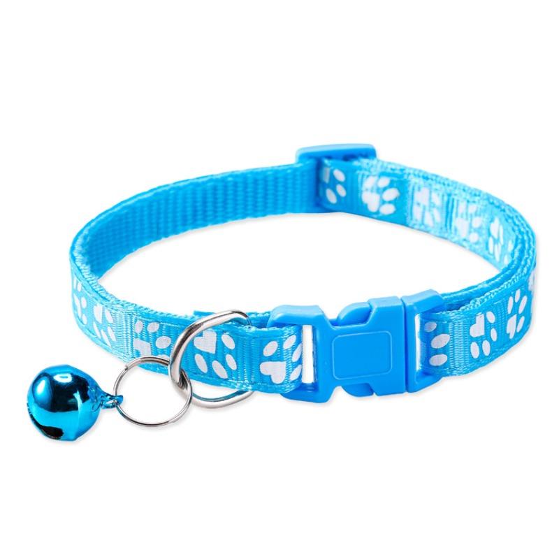 Pet Collar Dog Paw Print Bell Cat Collar Footprint Dog Collar Adjustable Collar