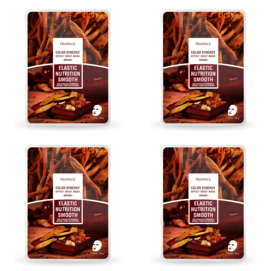 Deoproce Color Synergy Effect Sheet Mask Brown Red Ginseng and Oriental Herbal Complex Extract 20g*5ea/10ea/15ea/20ea