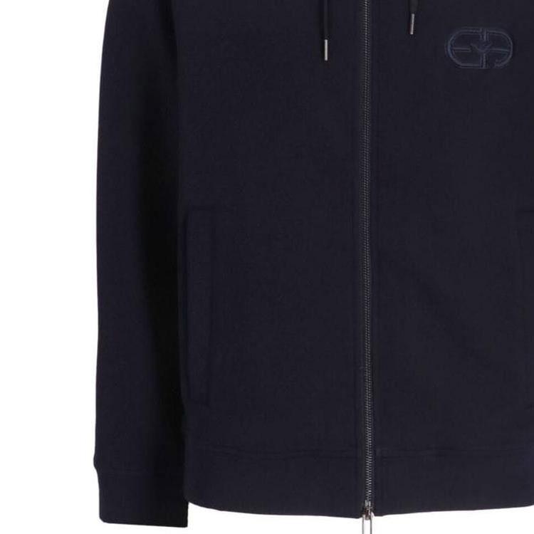Emporio Armani SS23 Solid Color Logo Embroidered Hooded Jacket Men jackets Navy-Blue 8N1ML61JHSZ0920