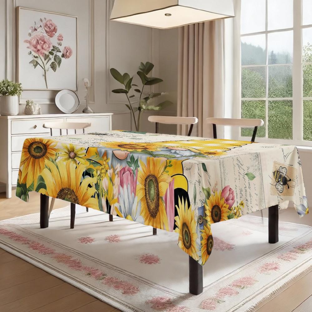 Sunflower Garden Rectangle Table Cloth for Table Decor Kitchen Dining Waterproof Reusable Tablecloth for Table Picnic Outdoor