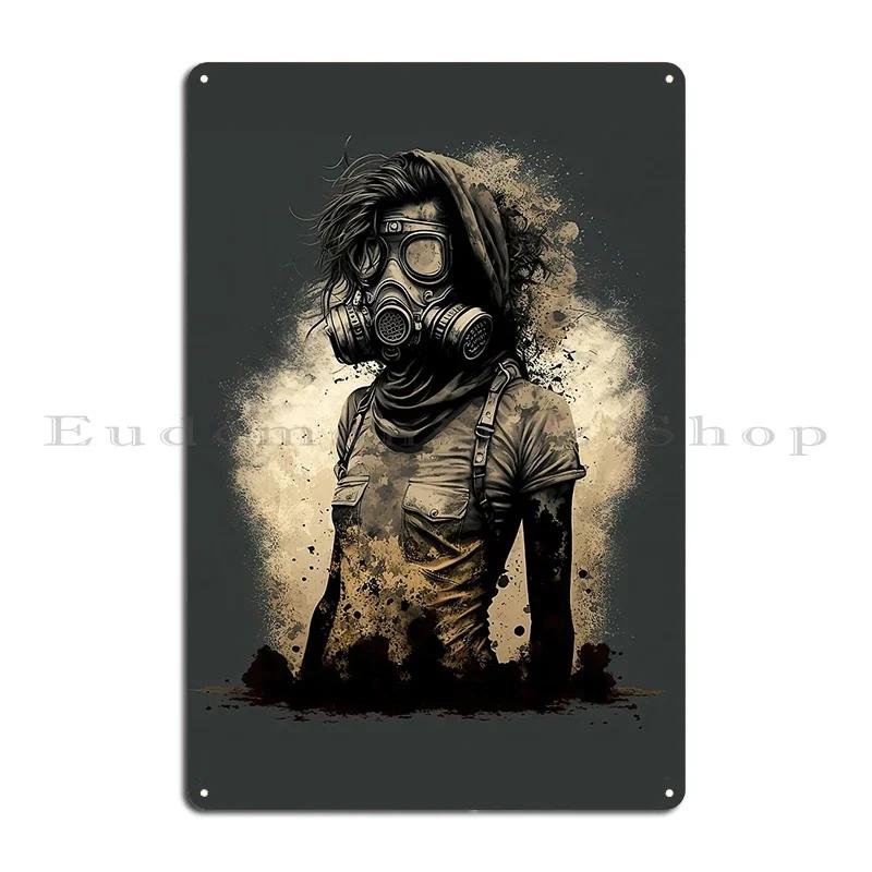Girl With Gas Mask Zombie Soldier with Gasmask Metal Plaque Retro Wall Cave Wall Decor Designs Wall Plaque Tin Sign Poster