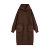 Womens Oversized Hooded Longline Knit Coat Winter 2026 Warm Cotton-Padded Casual Outerwear