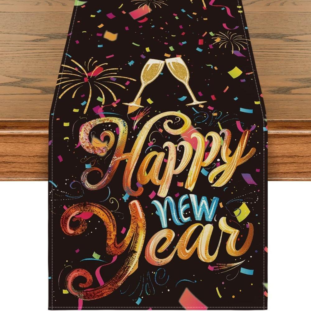 New Chinese New Year Table Runner Wine Glass New Year New Year Tablecloth New Year Table Flag Cover Home Decor
