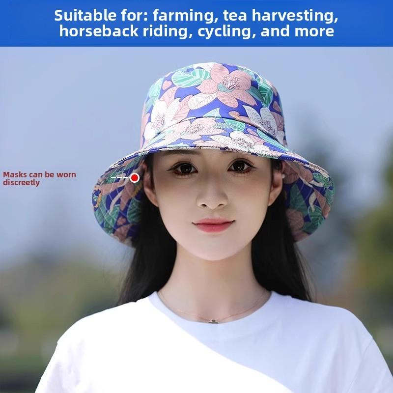 Summer Sun Protection Cap With Mask And Wide Brim For Outdoor Activities And Gardening