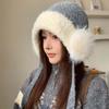 Solid Color Plush Earflap Cap Premium Plush Fluffy Warm Hat Winter Knit Hat  Chilly Days